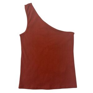 J. Crew NWT One Shoulder Ribbed Tank Top Burnt Orange Women’s Size Medium